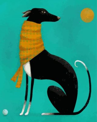 Black Greyhound In Scarf Paint By Numbers