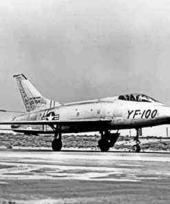 Black And White F100 Super Sabre Paint By Numbers