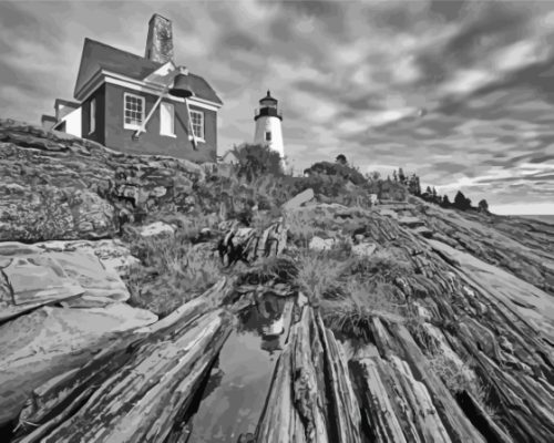 Black And White Pemaquid Paint By Numbers