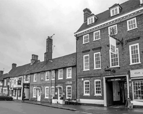 Black And White Amersham Buildings Paint By Numbers