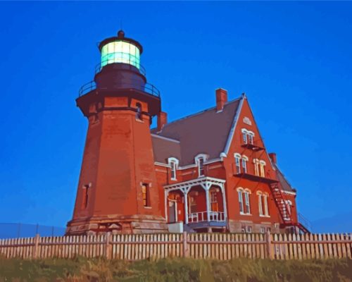 Block island Lighthouse At Dawn Paint By Numbers