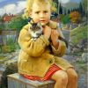 Blonde Child And Kitten Paint By Numbers