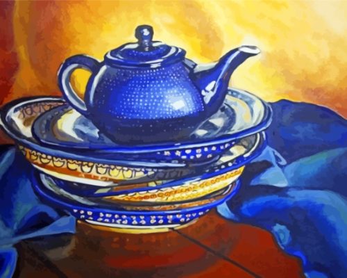 Blue Polish Teapot Paint By Numbers