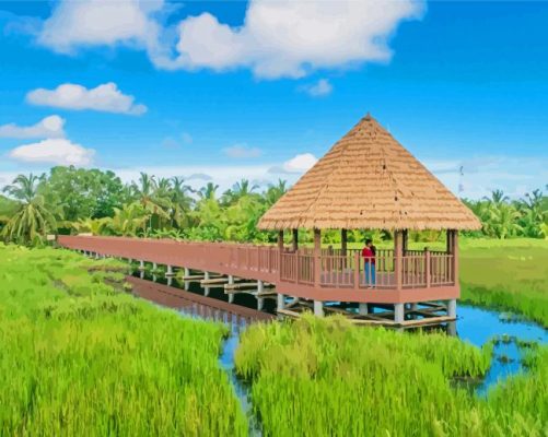 Boardwalk Hut in Marsh Paint By Numbers