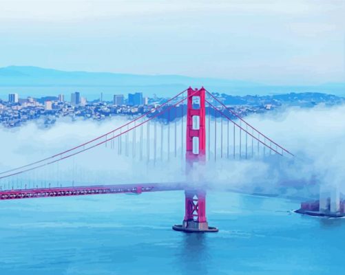 California Golden Gate Bridge In Fog Paint By Numbers