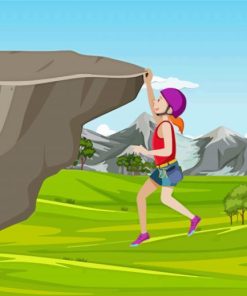 Cartoon Girl Climbing Mountain Paint By Numbers
