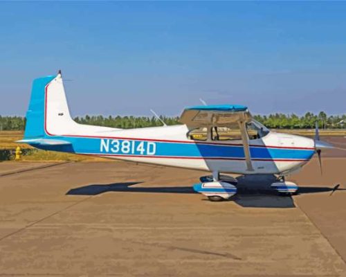 Cessna 182 Airplane White And Blue Paint By Numbers