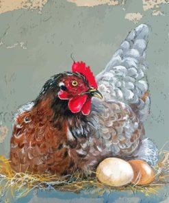 Chicken Sitting On Eggs Paint By Numbers