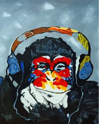 Chimp With Headphones Paint By Numbers