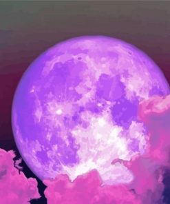 Cloudy Purple Moon Paint By Numbers