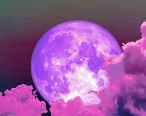 Cloudy Purple Moon Paint By Numbers