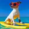 Cool Dog With Surfboard Paint By Numbers