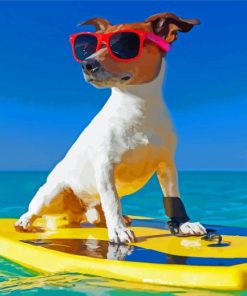 Cool Dog With Surfboard Paint By Numbers