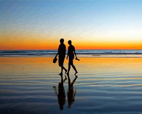 Couple Walking On The Beach Paint By Numbers