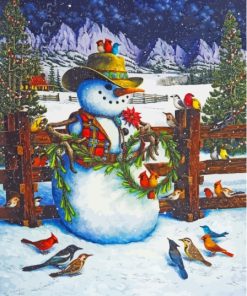Cowboy Snowman With Birds Paint By Numbers