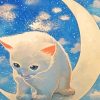 White Cat On The Moon Paint By Numbers