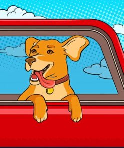 Dog In Car Window Pop Art Paint By Numbers