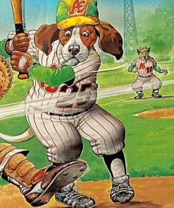 Dog Playing Baseball Cartoon Paint By Numbers