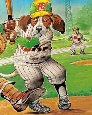 Dog Playing Baseball Cartoon Paint By Numbers