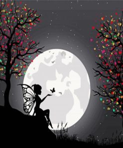 Fairy Moon Silhouette Paint By Numbers