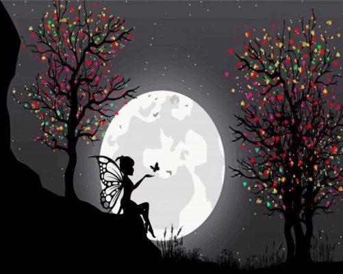 Fairy Moon Silhouette Paint By Numbers