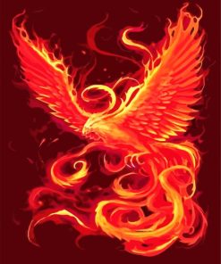 Flying Fire Bird Paint By Numbers