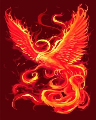 Flying Fire Bird Paint By Numbers