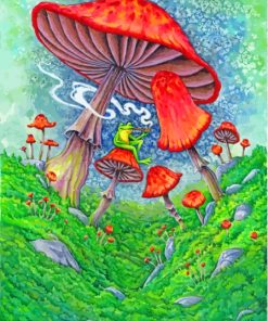 Frog And Mushrooms Paint By Numbers