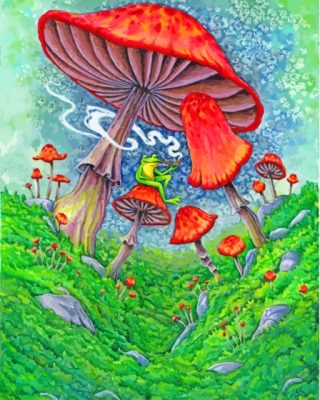 Frog And Mushrooms Paint By Numbers