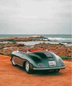 Green Porsche 356 By Sea Paint By Numbers