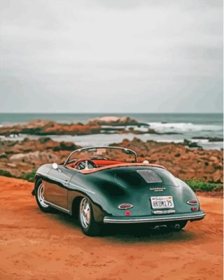 Green Porsche 356 By Sea Paint By Numbers