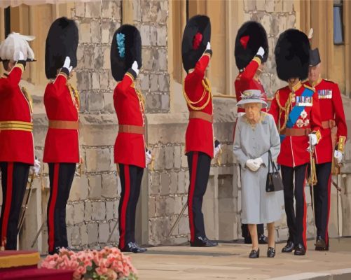 Grenadier Guards And Queen Elizabeth Paint By Numbers