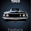 Illustration 1969 Ford Mustang Fastback Paint By Numbers