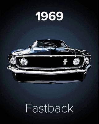 Illustration 1969 Ford Mustang Fastback Paint By Numbers