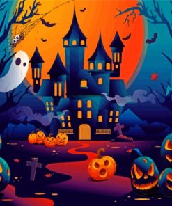 Illustration Halloween Castle Paint By Numbers