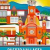 Illustration Puerto Vallarta Poster Paint By Numbers