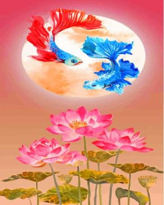 Lotus And Moon Paint By Numbers