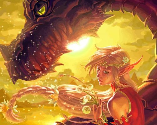 Magical Elf And Dragon Paint By Numbers