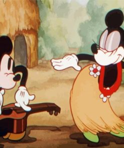Mickey And Minnie Hawaii Cartoon Paint By Numbers