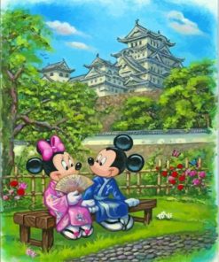 Mickey And Minnie In Japanese Garden Paint By Numbers