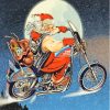 Moonlight Santa With Motorcycle Paint By Numbers
