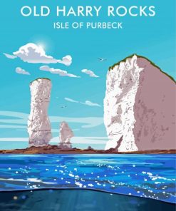 Old Harry Rocks Isle Of Purbeck Poster Paint By Numbers