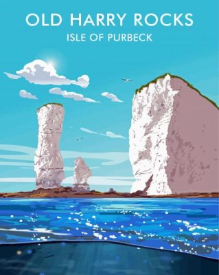 Old Harry Rocks Isle Of Purbeck Poster Paint By Numbers