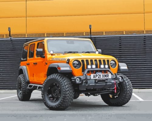 Orange Jeep Car Paint By Numbers