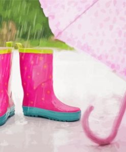 Pink Rain Boots Paint By Numbers