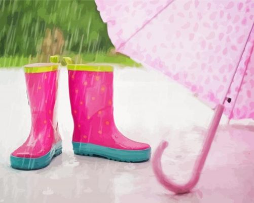 Pink Rain Boots Paint By Numbers