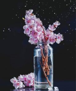 Pink Cherry Blossom In Glass Paint By Numbers