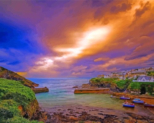 Port Isaac Harbour At Sunset Paint By Numbers