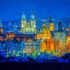 Prague Buildings By Night Paint By Numbers