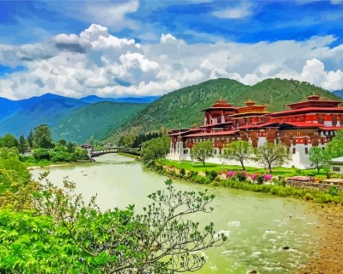 Punakha Bhutan Paint By Numbers